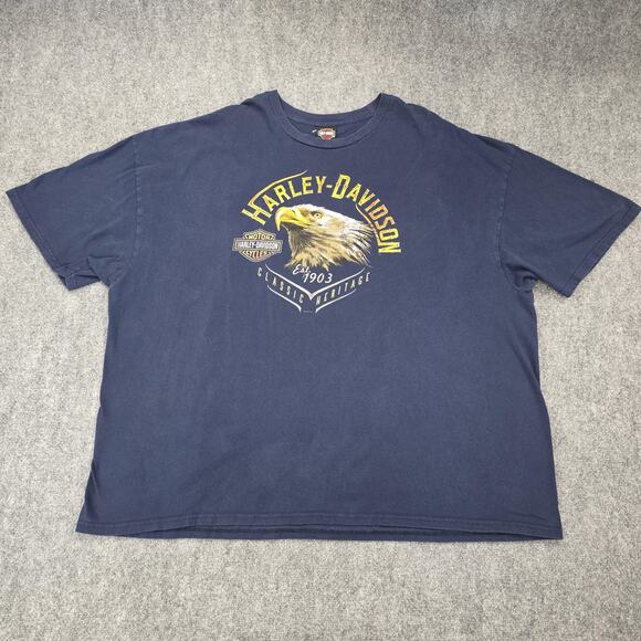Harley-Davidson Other - Harley-Davidson Shirt Mens 2XL Navy Eagle Graphic Classic Heritage Belize HD